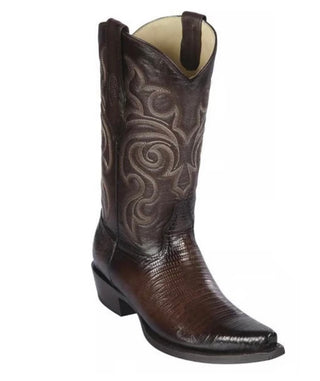 Los Altos Men's Faded Brown Teju Lizard Snip-Toe Cowboy Boots 940716