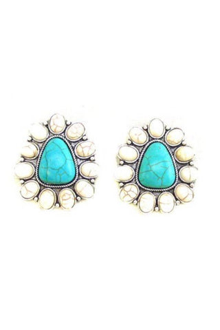 WESTERN CONCHO POST EARRINGS: FUCHSIA