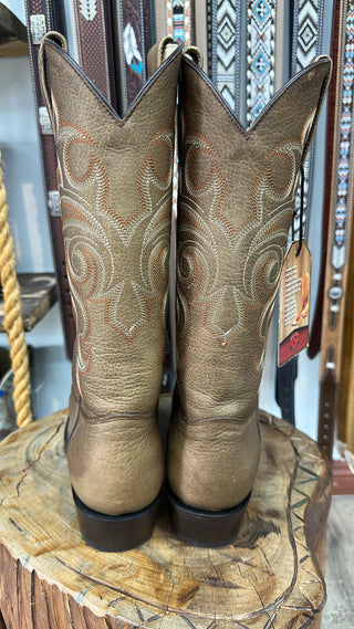 Los Altos Honey Genuine Range Leather Round-Toe Cowboy Boots 659951