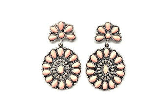 Western Turquoise Concho Dangle Earrings: Copper