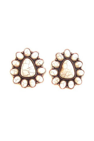 WESTERN CONCHO POST EARRINGS: FUCHSIA