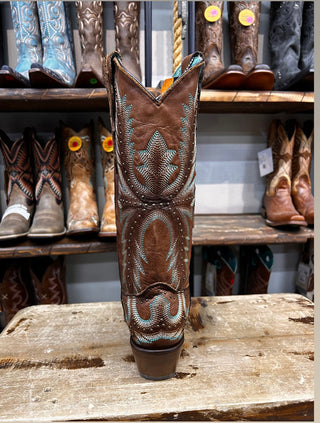 Corral Tan Embroidery & Hand Painted & Studs Snip Toe Boot C3684