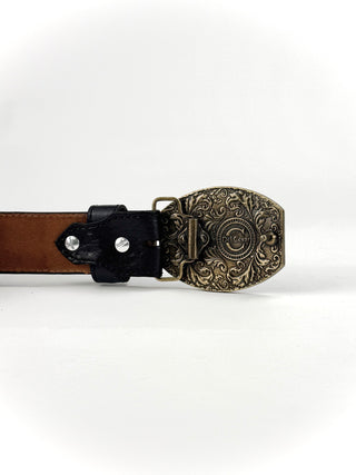 Del César Leather Petatillo Western Belt - (Black) H084