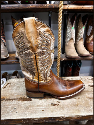 CIRCLE G BY CORRAL BROWN OVERLAY EMBROIDERY STUDS - BOOT LADIES - L2056