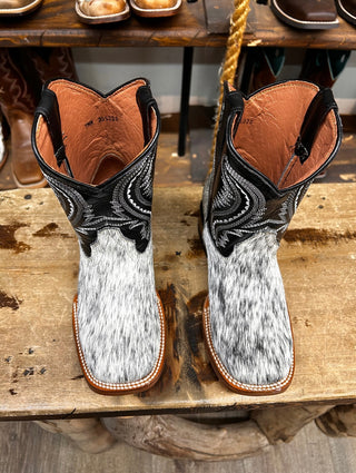 TANNER MARK KIDS BLACK AND WHITE COWHIDE BOOTS -TMK205323
