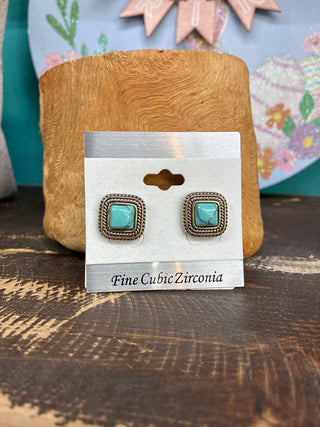 Women’s Stud Turquoise Earrings - Silver/Gold ER-4073