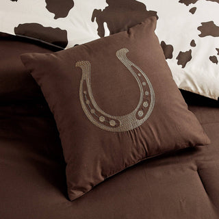 Reversible Rustic Cowhide Brown Cow Skull Comforter Set: Queen