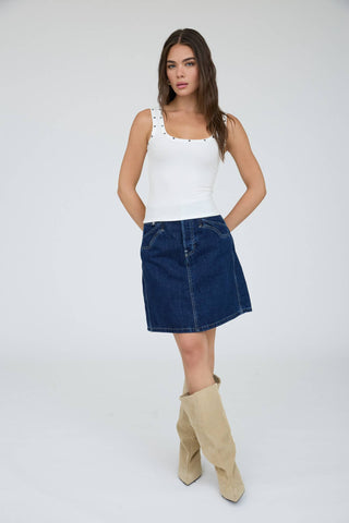 STUD DETAIL KNIT TANK TOP: LIGHT TAUPE