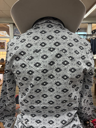 Rock&Roll Aztec Printed LS Snap Shirt (Black) BMN2S08674