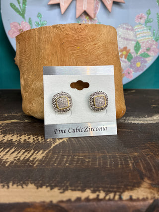 Women’s Rhinestone Stud Earring - Silver ER-4830