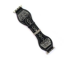 Western Boot Stitch Genuine Leather Apple Watch Band: Small