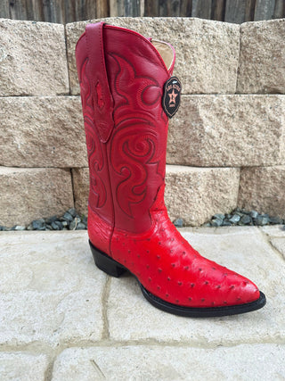 Los Altos Red Ostrich Cowboy Boot J Toe 990312