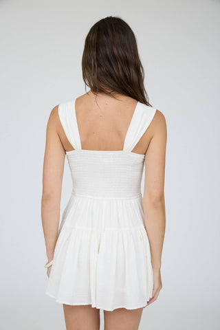 BUTTON DOWN SLEEVELESS ROMPER : CREAM