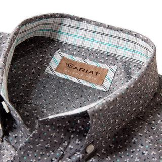 Ariat Men's Wrinkle Free Webb December Sky Grey Ditsy Classic Fit Shirt- 10073688-Ariat Men’s Shirt