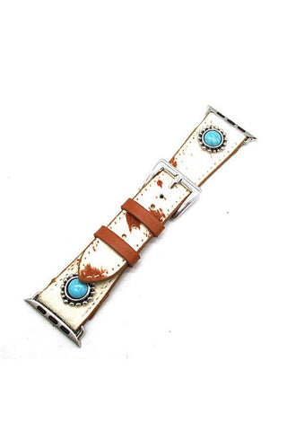 WESTERN GENUINE COWHIDE APPLE WATCH BAND: Black / SMALL / 38MM - 41MM