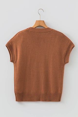 Women’s Horseshoe Short Sleeve Knit Top (Chestnut)