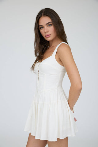 BUTTON DOWN SLEEVELESS ROMPER : CREAM