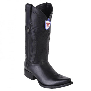 Men’s Wild West Leather Boots Snip Toe Handcrafted Black -2942705