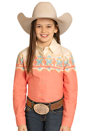 Panhandle Slim Print Snap Up Shirt(Coral)-LGN2S08038