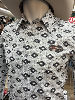 Rock&Roll Aztec Printed LS Snap Shirt (Black) BMN2S08674