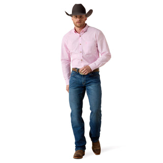 Ariat Men’s Dayne Mini Stripe Button Down (Prism Pink) 10023596
