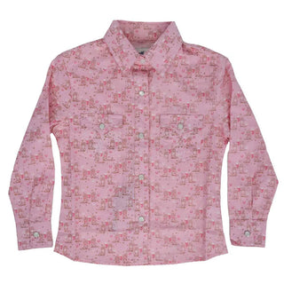 Panhandle Slim Girl's Boot Print Pearl Snap Shirt