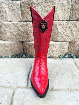 Los Altos Red Ostrich Cowboy Boot J Toe 990312