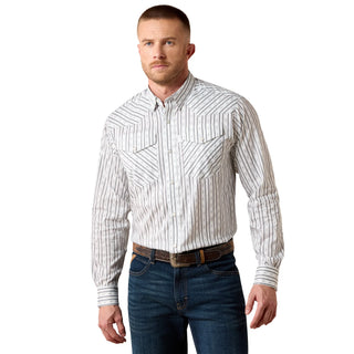 MEN'S ARIAT EVERYTHING CLASSIC FIT SNAP SHIRT(WHITE GEO)-10079769