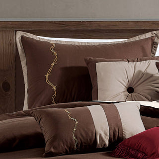 Reversible Rustic Cowhide Brown Cow Skull Comforter Set: Queen