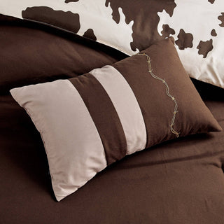 Reversible Rustic Cowhide Brown Cow Skull Comforter Set: Queen