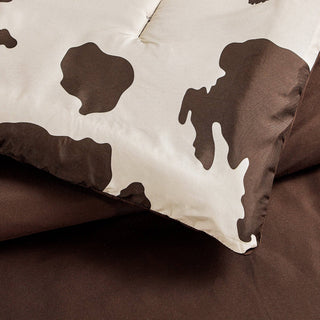 Reversible Rustic Cowhide Brown Cow Skull Comforter Set: Queen
