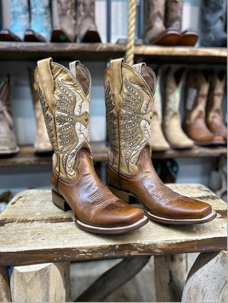 CIRCLE G BY CORRAL BROWN OVERLAY EMBROIDERY STUDS - BOOT LADIES - L2056