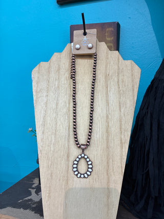 Women’s Concho Bead Necklace Set (Copper) SS-2140CBWT