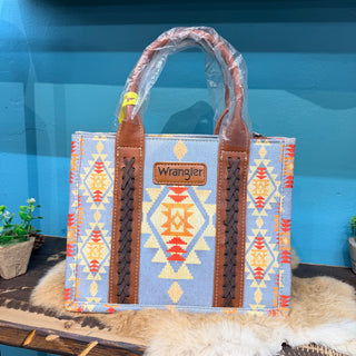 WG2212-8120BR Wrangler Southwestern Print Small Canvas Tote/Crossbody - BROWN