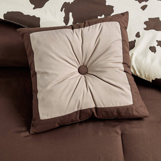 Reversible Rustic Cowhide Brown Cow Skull Comforter Set: Queen