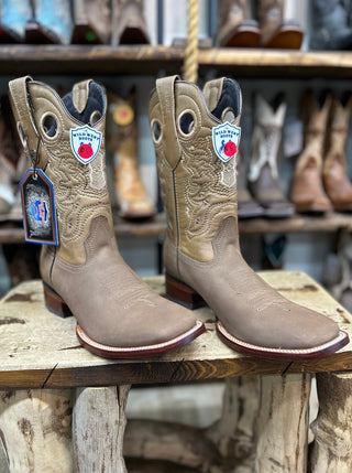 Wild West Men's Nobuck Taupe Wide Square Toe Boot-28246361