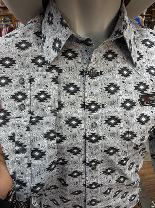 Rock&Roll Aztec Printed LS Snap Shirt (Black) BMN2S08674