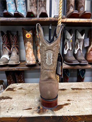 Wild West Men's Nobuck Taupe Wide Square Toe Boot-28246361