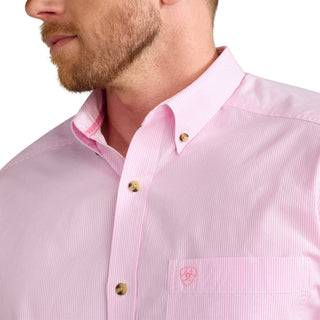Ariat Men’s Dayne Mini Stripe Button Down (Prism Pink) 10023596