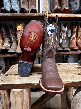 Wild West Mens WILD RANCH TOE GRISLY BOOT(Brown)-2824707