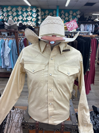 ARIAT MEN'S SOLID TWILL FITTED LONG SLEEVE SHIRT(OFF WHITE)-10079262