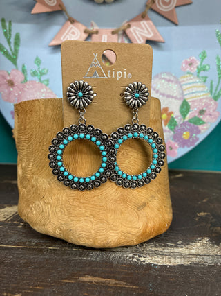 Women’s Turquoise Bead Earring - Round SE-3080SA