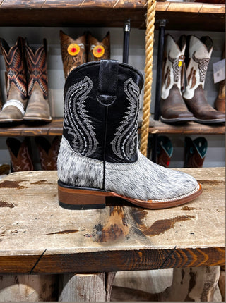 TANNER MARK KIDS BLACK AND WHITE COWHIDE BOOTS -TMK205323