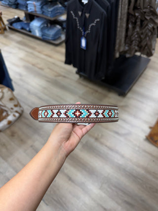 Nocona Kids Beaded Leather Belt (Brown) N4442502