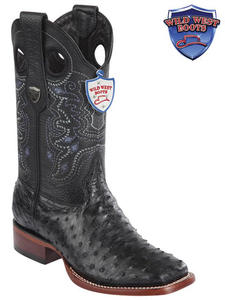WILD RANCH TOE FULL QUAIL OSTRICH BOOT (Black)-28240305