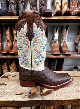 Los Altos Women SQ Toe Full Quill Ostrich Boot (Brown)3220307