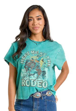 Panhandle Women's Short Sleeve Boxy Tee (Turquoise)-LW21T06374