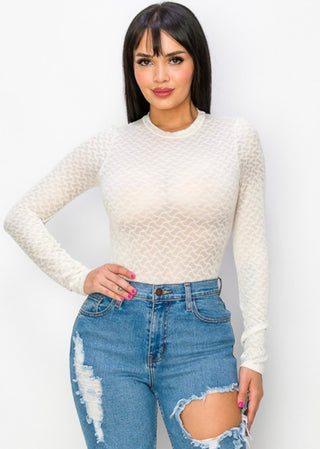 Blanc Mesh Bodysuit(Ivory)-JB60006J