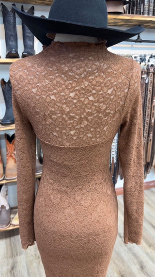 Women’s Lace Midi Dress -(Brown) D10705