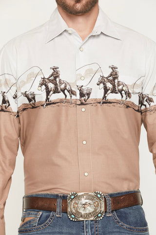 Men's Panhandle Snap Front Shirt(Tan)-SMN2S07678